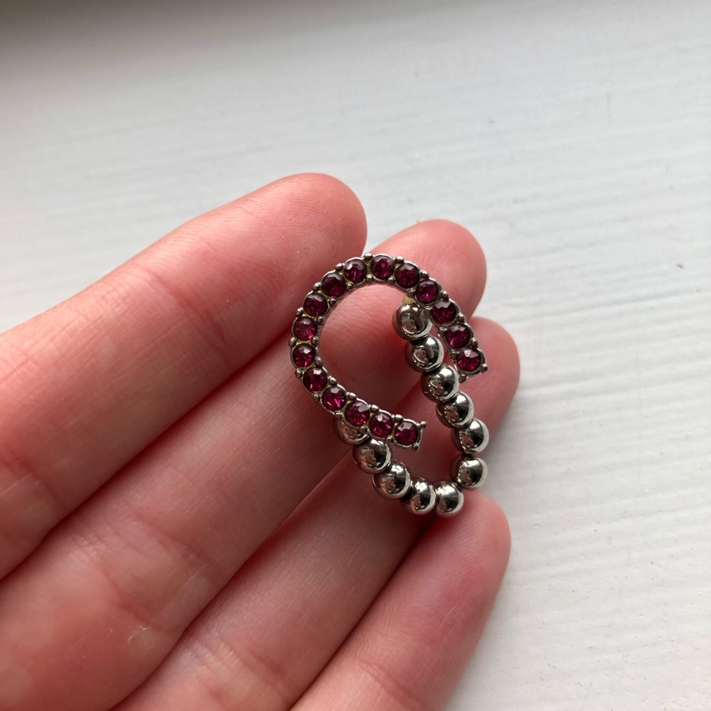 Vintage silver & pink rhinestone horseshoe ring - Picture 5 of 6
